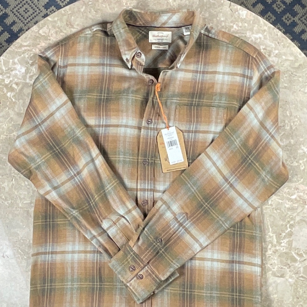 NWT Original Weatherproof Vintage Brown Plaid Vintage Luxe Flannel Size M